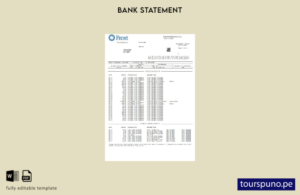listo para imprimir plantilla de word   extracto bancario de USA Frost
